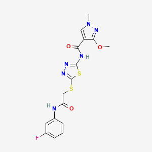 N-(5-((2-((3-fluorophenyl)amino)-2-oxoethyl)thio)-1,3,4-thiadiazol-2-yl)-3-methoxy-1-methyl-1H-pyrazole-4-carboxamide
