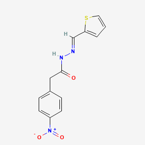 (E)-2-(4-nitrophenyl)-N'-(thiophen-2-ylmethylene)acetohydrazide