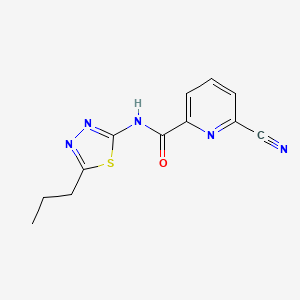 molecular formula C12H11N5OS B2492503 6-Cyano-N-(5-propyl-1,3,4-thiadiazol-2-yl)pyridine-2-carboxamide CAS No. 2411308-26-2