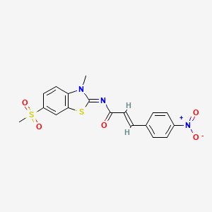 molecular formula C18H15N3O5S2 B2492506 (2E,NZ)-N-(3-methyl-6-(methylsulfonyl)benzo[d]thiazol-2(3H)-ylidene)-3-(4-nitrophenyl)acrylamide CAS No. 683238-15-5