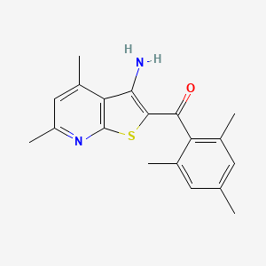 molecular formula C19H20N2OS B2492511 (3-Amino-4,6-dimethylthieno[2,3-b]pyridin-2-yl)(mesityl)methanone CAS No. 726165-16-8