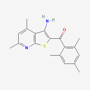 molecular formula C19H20N2OS B2492511 (3-アミノ-4,6-ジメチルチエノ[2,3-b]ピリジン-2-イル)(メシチル)メタノン CAS No. 726165-16-8