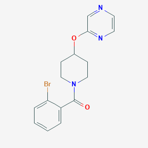molecular formula C16H16BrN3O2 B2492513 (2-Bromophenyl)(4-(pyrazin-2-yloxy)piperidin-1-yl)methanone CAS No. 1421445-73-9