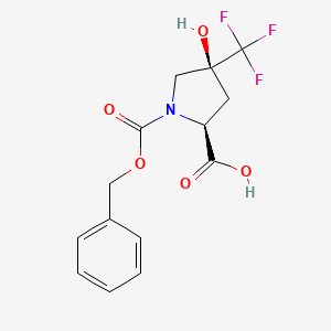 molecular formula C14H14F3NO5 B2492516 (2S,4S)-4-Hydroxy-1-phenylmethoxycarbonyl-4-(trifluoromethyl)pyrrolidine-2-carboxylic acid CAS No. 2287247-10-1