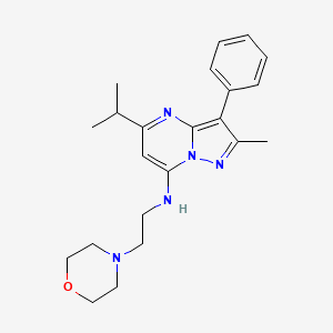 molecular formula C22H29N5O B2492519 2-methyl-N-[2-(morpholin-4-yl)ethyl]-3-phenyl-5-(propan-2-yl)pyrazolo[1,5-a]pyrimidin-7-amine CAS No. 899410-27-6