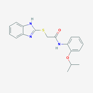 molecular formula C18H19N3O2S B249252 2-(1H-benzimidazol-2-ylsulfanyl)-N-(2-isopropoxyphenyl)acetamide 
