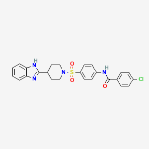molecular formula C25H23ClN4O3S B2492521 N-(4-((4-(1H-benzo[d]imidazol-2-yl)piperidin-1-yl)sulfonyl)phenyl)-4-chlorobenzamide CAS No. 886888-71-7