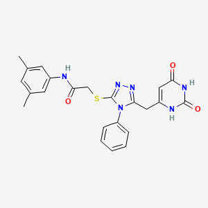 molecular formula C23H22N6O3S B2492527 N-(3,5-dimethylphenyl)-2-[[5-[(2,4-dioxo-1H-pyrimidin-6-yl)methyl]-4-phenyl-1,2,4-triazol-3-yl]sulfanyl]acetamide CAS No. 852046-67-4