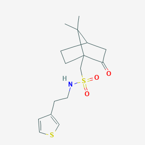 molecular formula C16H23NO3S2 B2492532 1-(7,7-dimethyl-2-oxobicyclo[2.2.1]heptan-1-yl)-N-(2-(thiophen-3-yl)ethyl)methanesulfonamide CAS No. 1797082-04-2