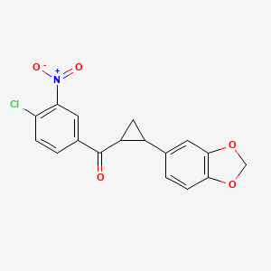 molecular formula C17H12ClNO5 B2492533 [2-(1,3-Benzodioxol-5-yl)cyclopropyl](4-chloro-3-nitrophenyl)methanone CAS No. 338415-90-0