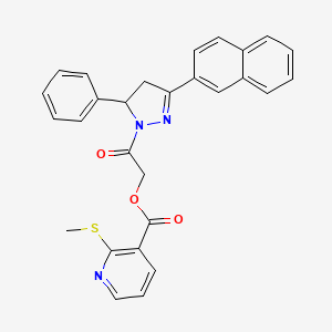 molecular formula C28H23N3O3S B2492534 [2-(5-Naphthalen-2-yl-3-phenyl-3,4-dihydropyrazol-2-yl)-2-oxoethyl] 2-methylsulfanylpyridine-3-carboxylate CAS No. 455304-16-2