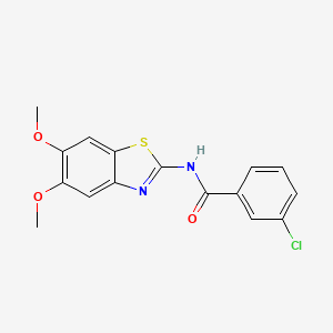 molecular formula C16H13ClN2O3S B2492540 3-chloro-N-(5,6-dimethoxy-1,3-benzothiazol-2-yl)benzamide CAS No. 895435-33-3