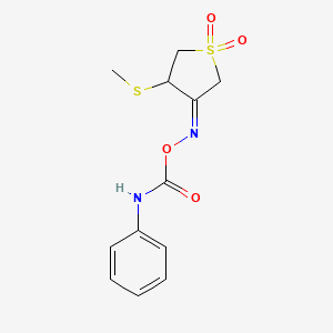 molecular formula C12H14N2O4S2 B2492545 [(3Z)-4-(methylsulfanyl)-1,1-dioxo-1lambda6-thiolan-3-ylidene]amino N-phenylcarbamate CAS No. 325854-19-1