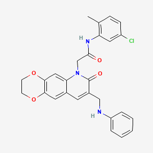 molecular formula C27H24ClN3O4 B2492547 2-[8-(anilinomethyl)-7-oxo-2,3-dihydro[1,4]dioxino[2,3-g]quinolin-6(7H)-yl]-N-(5-chloro-2-methylphenyl)acetamide CAS No. 894550-63-1