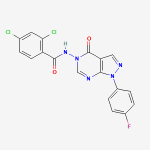 molecular formula C18H10Cl2FN5O2 B2492551 2,4-dichloro-N-(1-(4-fluorophenyl)-4-oxo-1H-pyrazolo[3,4-d]pyrimidin-5(4H)-yl)benzamide CAS No. 919844-36-3