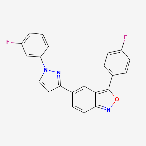 molecular formula C22H13F2N3O B2492557 3-(4-fluorophenyl)-5-[1-(3-fluorophenyl)-1H-pyrazol-3-yl]-2,1-benzisoxazole CAS No. 321526-21-0