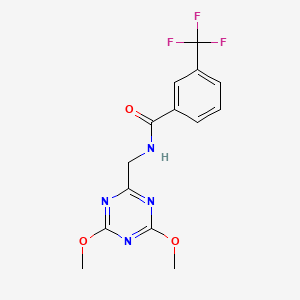 molecular formula C14H13F3N4O3 B2492559 N-((4,6-dimethoxy-1,3,5-triazin-2-yl)methyl)-3-(trifluoromethyl)benzamide CAS No. 2034423-73-7