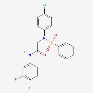 molecular formula C20H15ClF2N2O3S B2492562 2-[4-chloro(phenylsulfonyl)anilino]-N-(3,4-difluorophenyl)acetamide CAS No. 337922-48-2