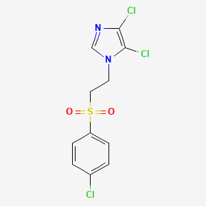 molecular formula C11H9Cl3N2O2S B2492564 4,5-Dichloro-1-[2-(4-chlorophenyl)sulfonylethyl]imidazole CAS No. 649579-01-1