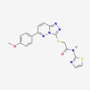molecular formula C17H14N6O2S2 B2492565 2-((6-(4-methoxyphenyl)-[1,2,4]triazolo[4,3-b]pyridazin-3-yl)thio)-N-(thiazol-2-yl)acetamide CAS No. 894053-17-9