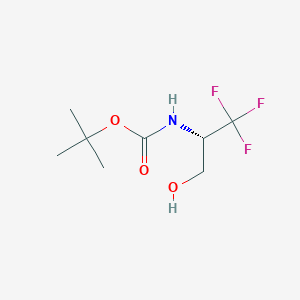 molecular formula C8H14F3NO3 B2492570 Tert-butyl (1S)-2,2,2-trifluoro-1-(hydroxymethyl)ethylcarbamate CAS No. 1393524-00-9