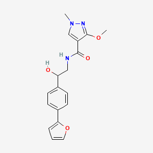 molecular formula C18H19N3O4 B2492576 N-{2-[4-(furan-2-yl)phenyl]-2-hydroxyethyl}-3-methoxy-1-methyl-1H-pyrazole-4-carboxamide CAS No. 2097922-23-9