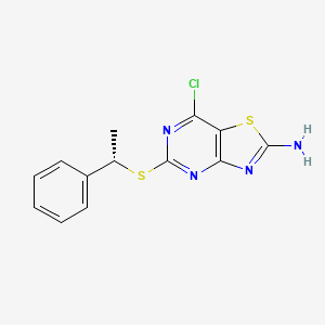 molecular formula C13H11ClN4S2 B2492579 (S)-7-chloro-5-((1-phenylethyl)thio)thiazolo[4,5-d]pyrimidin-2-amine CAS No. 911820-08-1