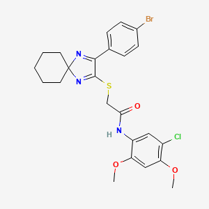 molecular formula C24H25BrClN3O3S B2492580 2-{[3-(4-bromophenyl)-1,4-diazaspiro[4.5]deca-1,3-dien-2-yl]sulfanyl}-N-(5-chloro-2,4-dimethoxyphenyl)acetamide CAS No. 899918-20-8