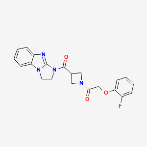 molecular formula C21H19FN4O3 B2492582 1-(3-(2,3-dihydro-1H-benzo[d]imidazo[1,2-a]imidazole-1-carbonyl)azetidin-1-yl)-2-(2-fluorophenoxy)ethanone CAS No. 1448133-82-1
