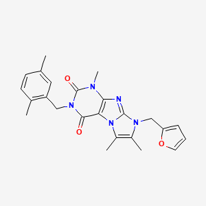 molecular formula C24H25N5O3 B2492587 2-[(2,5-二甲基苯基)甲基]-6-(呋喃-2-基甲基)-4,7,8-三甲基嘌呤[7,8-a]咪唑-1,3-二酮 CAS No. 876901-93-8