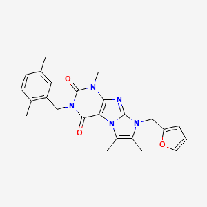 molecular formula C24H25N5O3 B2492587 3-[(2,5-dimethylphenyl)methyl]-8-[(furan-2-yl)methyl]-1,6,7-trimethyl-1H,2H,3H,4H,8H-imidazo[1,2-g]purine-2,4-dione CAS No. 876901-93-8