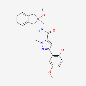 molecular formula C24H27N3O4 B2492588 3-(2,5-二甲氧基苯基)-N-((2-甲氧基-2,3-二氢-1H-茚-2-基)甲基)-1-甲基-1H-吡唑-5-甲酰胺 CAS No. 2034597-26-5