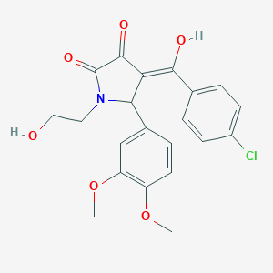 molecular formula C21H20ClNO6 B249259 4-(4-chlorobenzoyl)-5-(3,4-dimethoxyphenyl)-3-hydroxy-1-(2-hydroxyethyl)-1,5-dihydro-2H-pyrrol-2-one 