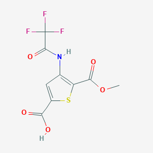 molecular formula C9H6F3NO5S B2492591 5-(甲氧羰基)-4-(三氟乙酰胺基)噻吩-2-羧酸 CAS No. 2230803-52-6
