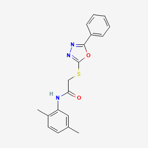 molecular formula C18H17N3O2S B2492594 N-(2,5-dimethylphenyl)-2-[(5-phenyl-1,3,4-oxadiazol-2-yl)sulfanyl]acetamide CAS No. 538337-83-6