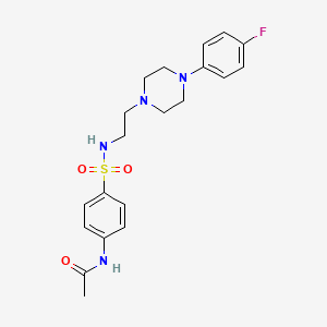 molecular formula C20H25FN4O3S B2492602 N-(4-(N-(2-(4-(4-fluorophenyl)piperazin-1-yl)ethyl)sulfamoyl)phenyl)acetamide CAS No. 1049444-49-6