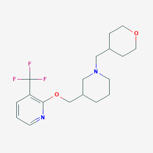 molecular formula C18H25F3N2O2 B2492603 2-[[1-(Oxan-4-ylmethyl)piperidin-3-yl]methoxy]-3-(trifluoromethyl)pyridine CAS No. 2380044-63-1