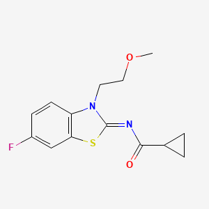 molecular formula C14H15FN2O2S B2492605 (Z)-N-(6-fluoro-3-(2-methoxyethyl)benzo[d]thiazol-2(3H)-ylidene)cyclopropanecarboxamide CAS No. 1006015-07-1