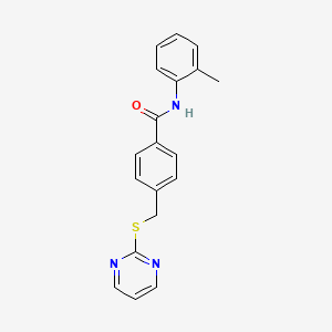 molecular formula C19H17N3OS B2492611 4-((pyrimidin-2-ylthio)methyl)-N-(o-tolyl)benzamide CAS No. 826996-20-7