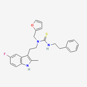 molecular formula C25H26FN3OS B2492619 1-(2-(5-fluoro-2-methyl-1H-indol-3-yl)ethyl)-1-(furan-2-ylmethyl)-3-phenethylthiourea CAS No. 851970-62-2