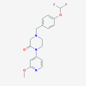 molecular formula C18H19F2N3O3 B2492621 4-[[4-(Difluoromethoxy)phenyl]methyl]-1-(2-methoxypyridin-4-yl)piperazin-2-one CAS No. 2415565-18-1