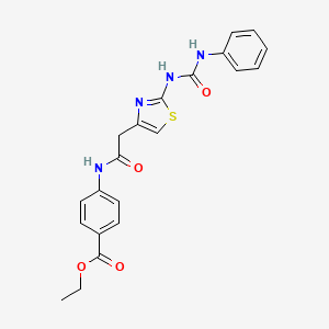 Ethyl 4-(2-(2-(3-phenylureido)thiazol-4-yl)acetamido)benzoate