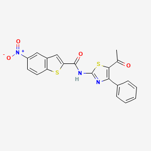 molecular formula C20H13N3O4S2 B2492637 N-(5-acetyl-4-phenyl-1,3-thiazol-2-yl)-5-nitro-1-benzothiophene-2-carboxamide CAS No. 477548-44-0
