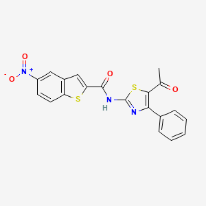 molecular formula C20H13N3O4S2 B2492637 N-(5-乙酰-4-苯基-1,3-噻唑-2-基)-5-硝基-1-苯并噻吩-2-甲酰胺 CAS No. 477548-44-0