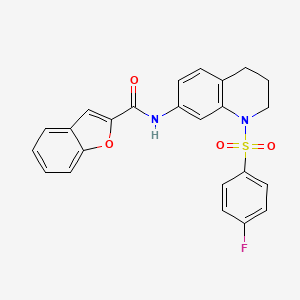 molecular formula C24H19FN2O4S B2492645 N-(1-((4-fluorophenyl)sulfonyl)-1,2,3,4-tetrahydroquinolin-7-yl)benzofuran-2-carboxamide CAS No. 1208616-43-6