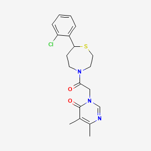 molecular formula C19H22ClN3O2S B2492652 3-(2-(7-(2-chlorophenyl)-1,4-thiazepan-4-yl)-2-oxoethyl)-5,6-dimethylpyrimidin-4(3H)-one CAS No. 1795302-53-2