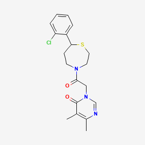 molecular formula C19H22ClN3O2S B2492652 3-(2-(7-(2-氯苯基)-1,4-噻杂丙烷-4-基)-2-氧代乙基)-5,6-二甲基嘧啶-4(3H)-酮 CAS No. 1795302-53-2