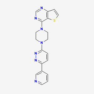 molecular formula C19H17N7S B2492655 4-[4-(6-Pyridin-3-ylpyridazin-3-yl)piperazin-1-yl]thieno[3,2-d]pyrimidine CAS No. 2380194-75-0