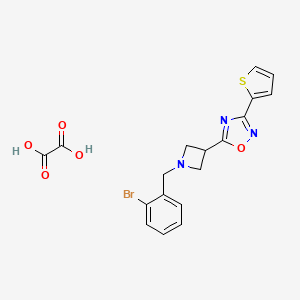 molecular formula C18H16BrN3O5S B2492660 5-(1-(2-Bromobenzyl)azetidin-3-yl)-3-(thiophen-2-yl)-1,2,4-oxadiazole oxalate CAS No. 1428350-28-0