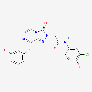 molecular formula C19H12ClF2N5O2S B2492664 N-(3-氯-4-氟苯基)-2-(8-((3-氟苯基)硫代)-3-氧代-[1,2,4]三唑并[4,3-a]吡嗪-2(3H)-基)乙酰胺 CAS No. 1251545-83-1